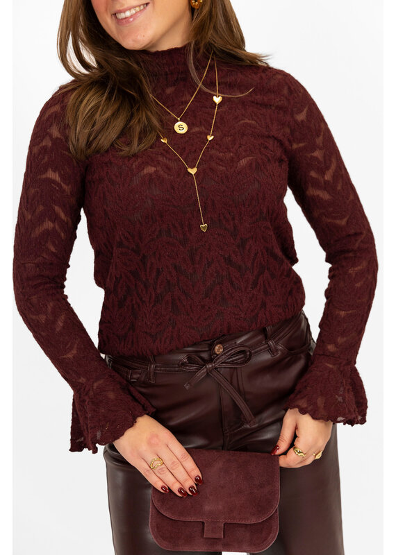 21Jewelz Top met print & uitlopend mouwtje - bordeaux
