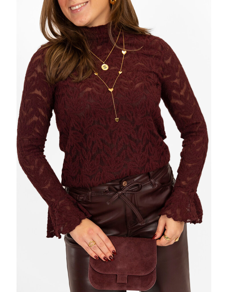 21Jewelz Top met print & uitlopend mouwtje - bordeaux