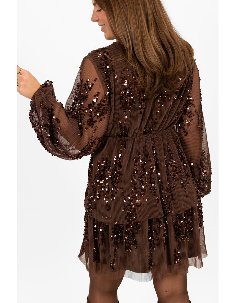 21Jewelz Pailetten jurkje - bruin