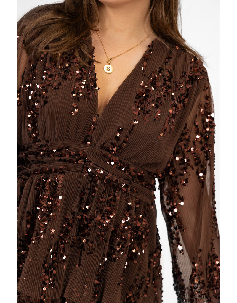 21Jewelz Pailetten jurkje - bruin