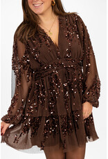 21Jewelz Pailetten jurkje - bruin