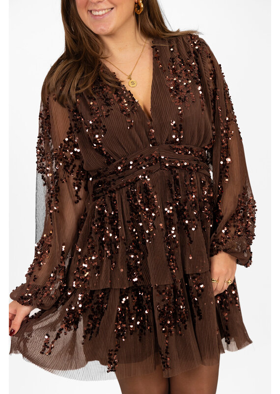 21Jewelz Pailetten jurkje - bruin