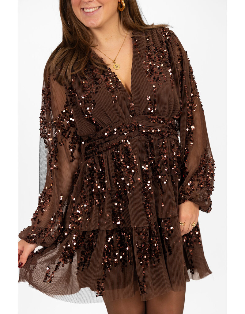 21Jewelz Pailetten jurkje - bruin