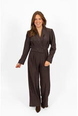 21Jewelz Lange glitterjumpsuit - donkerbruin