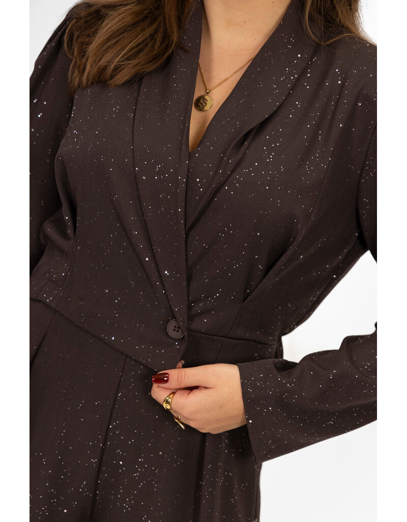21Jewelz Lange glitterjumpsuit - donkerbruin