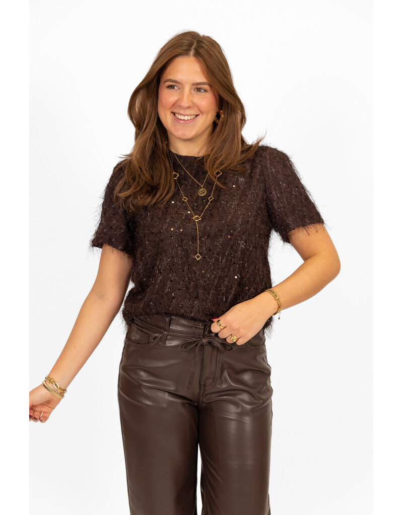 21Jewelz Glitter top - bruin