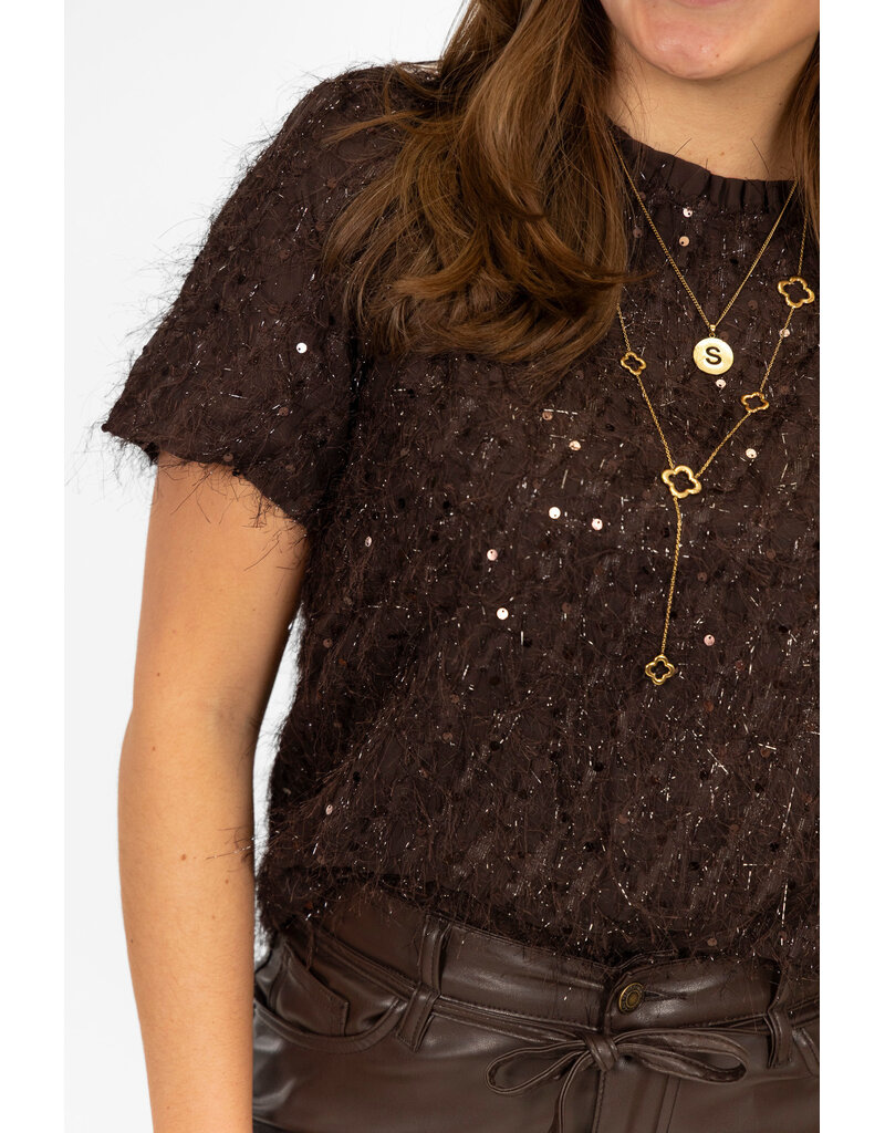 21Jewelz Glitter top - bruin