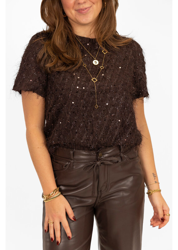 21Jewelz Glitter top - bruin