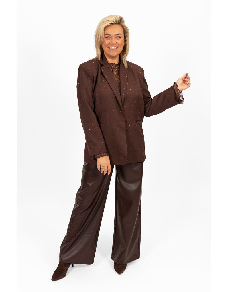 21Jewelz Blazer met steentjes - bruin