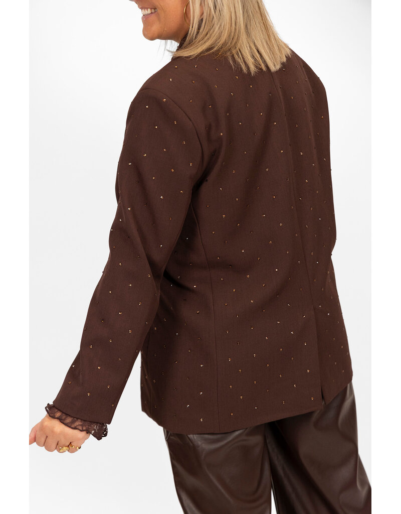 21Jewelz Blazer met steentjes - bruin