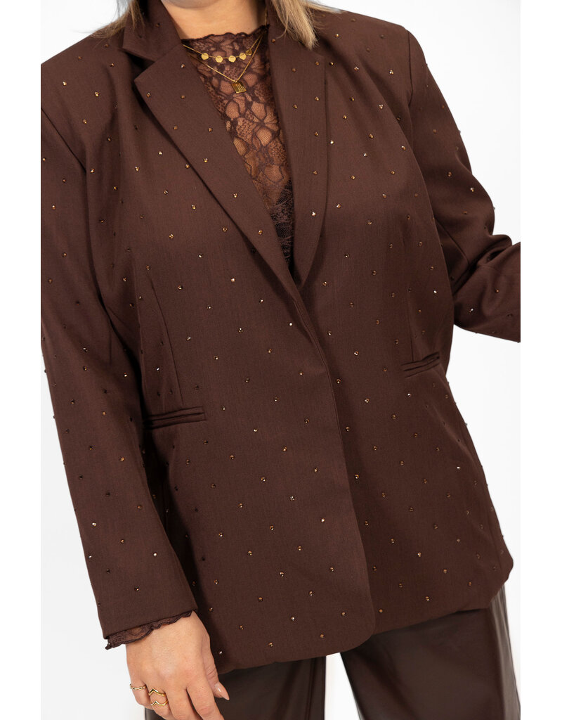 21Jewelz Blazer met steentjes - bruin