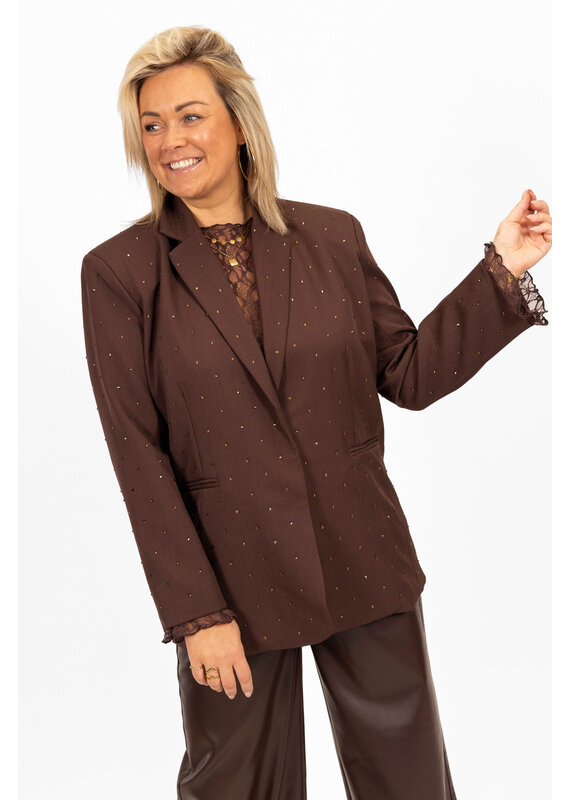 21Jewelz PRE ORDER Blazer met steentjes - bruin