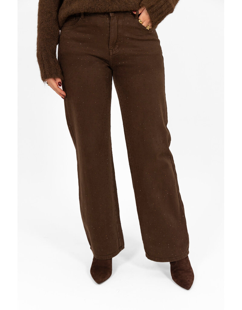 21Jewelz Bruine jeans met strass steentjes