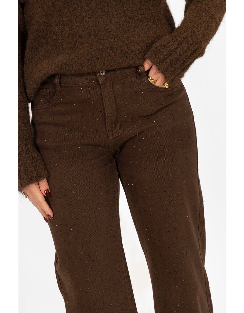 21Jewelz Bruine jeans met strass steentjes