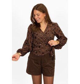 21Jewelz Wikkeltop met pailletten - bruin