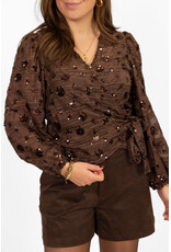 21Jewelz Wikkeltop met pailletten - bruin