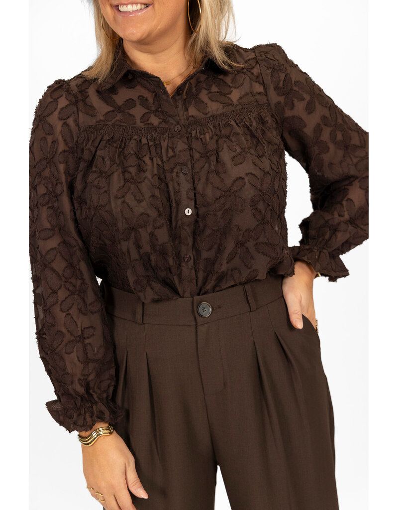 21Jewelz Bruine blouse met bloemenprint