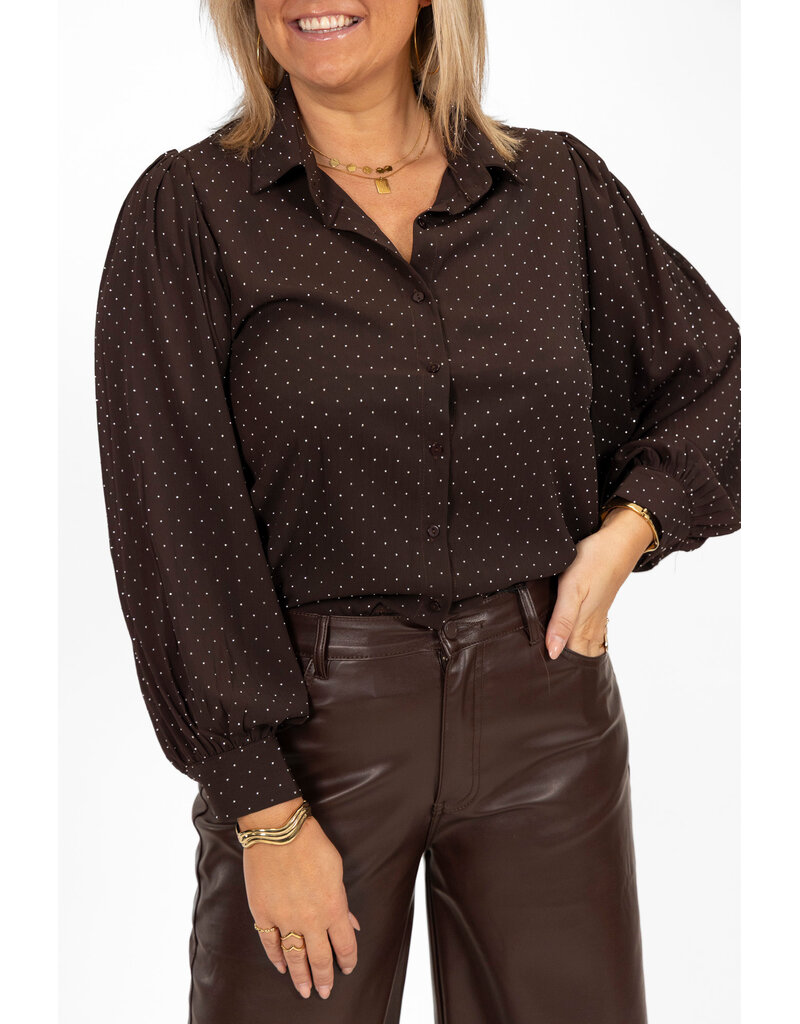 21Jewelz Blouse met steentjes - bruin