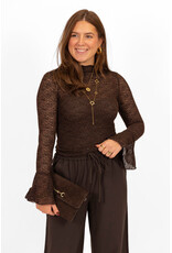 21Jewelz Structuur top met glittertje - bruin