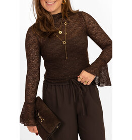 21Jewelz Structuur top met glittertje - bruin