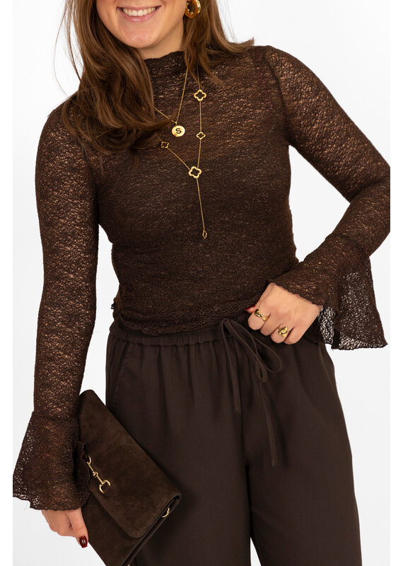 21Jewelz Structuur top met glittertje - bruin