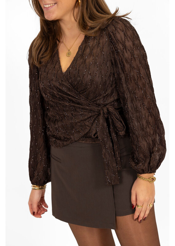 21Jewelz Glitter wikkeltop - bruin