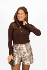 21Jewelz Basic coltrui met gouden knoopjes - bruin