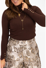 21Jewelz Basic coltrui met gouden knoopjes - bruin