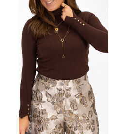 21Jewelz Basic coltrui met gouden knoopjes - bruin