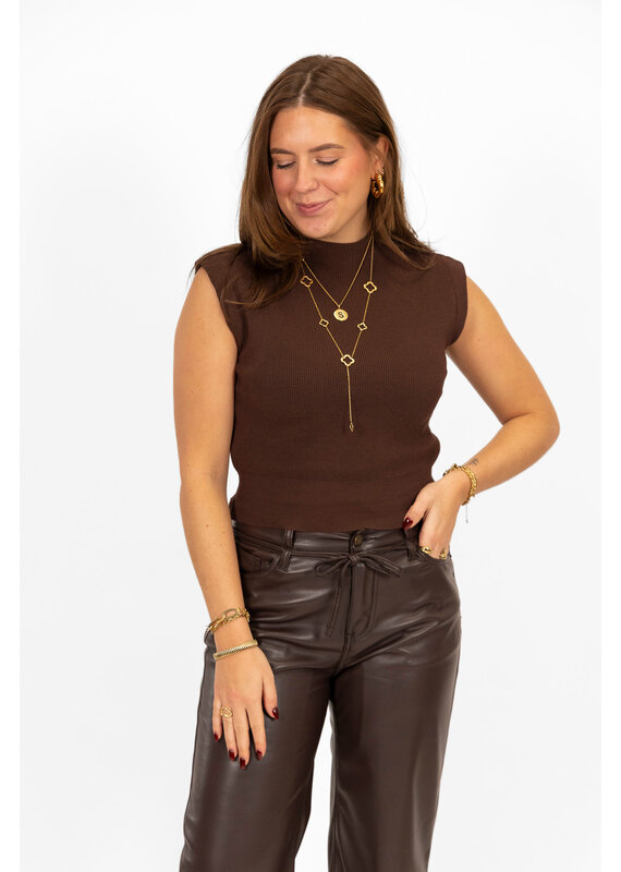 21Jewelz Mouwloze top - bruin