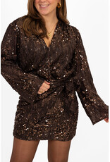 21Jewelz Glitterjurkje met strik - bruin