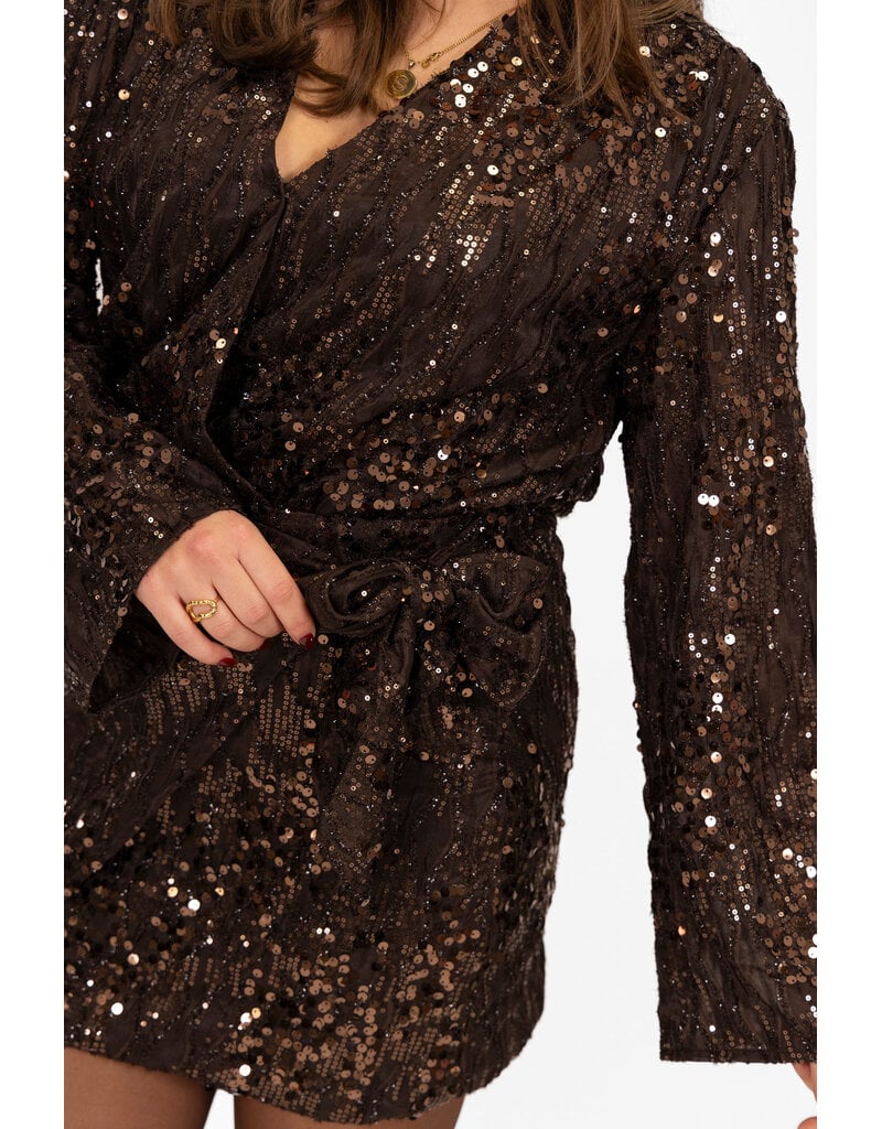 21Jewelz Glitterjurkje met strik - bruin