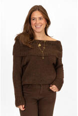 21Jewelz Off shoulder trui - choco bruin