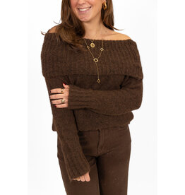21Jewelz Off shoulder trui - choco bruin