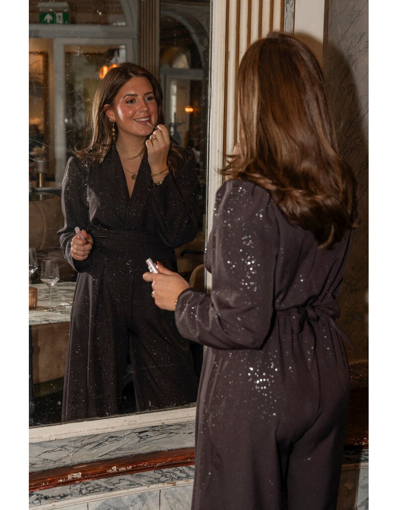 21Jewelz Lange glitterjumpsuit - donkerbruin