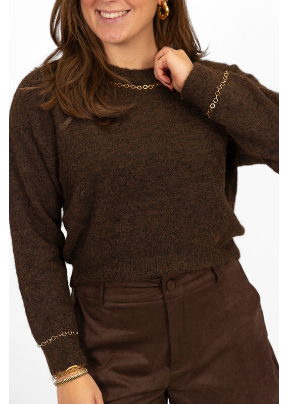 21Jewelz Trui met gouden details - bruin