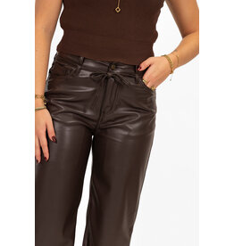21Jewelz PU leren broek met strik - bruin
