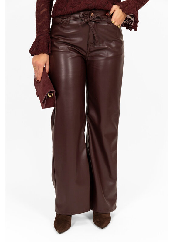21Jewelz Pu leren broek met strik - bordeaux