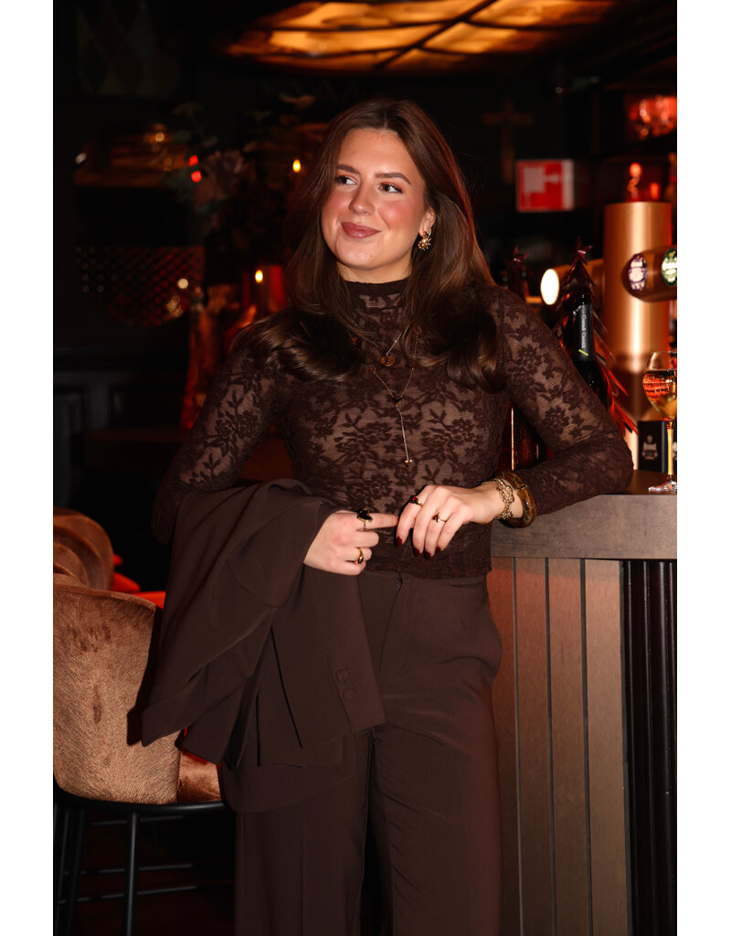 21Jewelz Effen basic pantalon - bruin