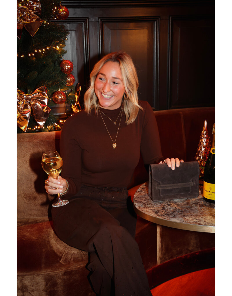 21Jewelz Jeans met strass steentjes aan bovenkant - bruin