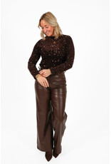 21Jewelz Fluwelen pailletten body - donkerbruin