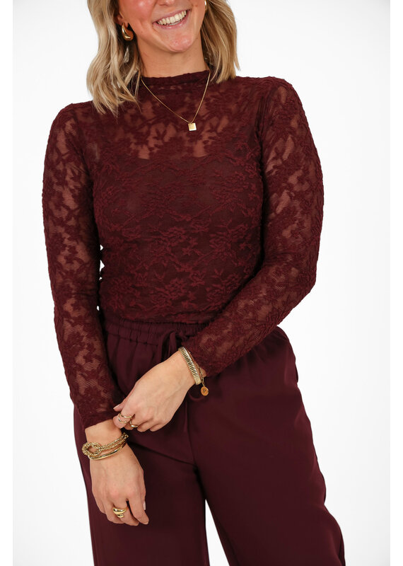21Jewelz Basic kanten top - bordeaux