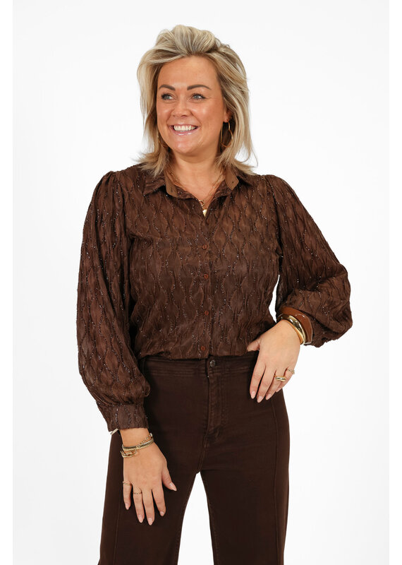 21Jewelz Blouse met glitter patroontje - bruin