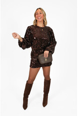 21Jewelz Glitterjurkje met open rug - bruin