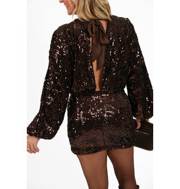 21Jewelz Glitterjurkje met open rug - bruin