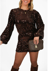 21Jewelz Glitterjurkje met open rug - bruin