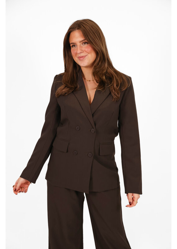21Jewelz Getailleerde blazer met dubbele knoop - bruin