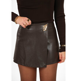 21Jewelz PRE ORDER Pu leren skortje met goud detail - bruin