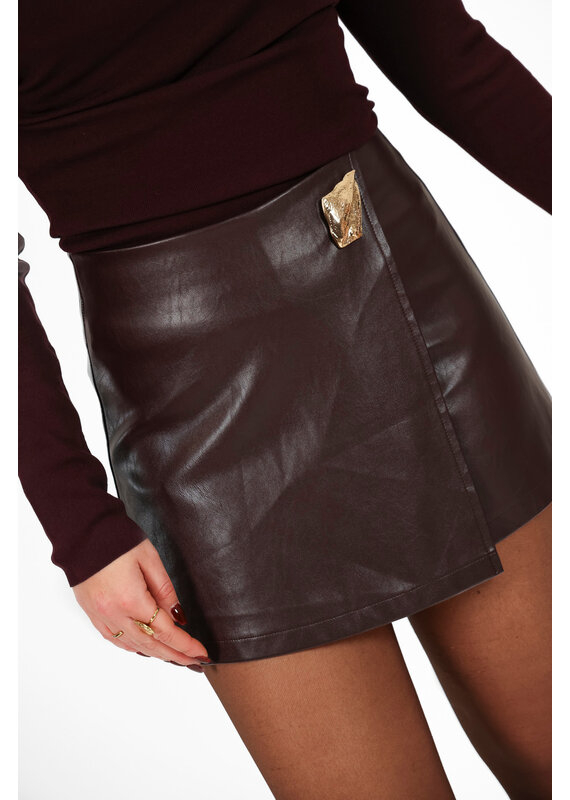 21Jewelz PRE ORDER Pu leren skortje met goud detail - bordeaux