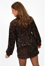 21Jewelz Pailletten jurk met strik - bruin